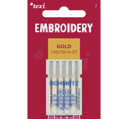 Vyšívacie ihly zlaté TEXI EMBROIDERY GOLD 130/705 H-ET 5x75
