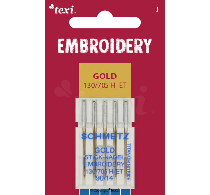Vyšívacie ihly zlaté TEXI EMBROIDERY GOLD 130/705 H-ET 5x90