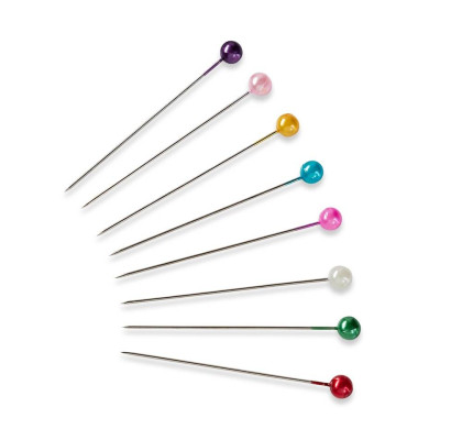 Špendlíky s perličkovou hlavičkou, 0,58 x 40 mm, strieborné farby, 40 ks