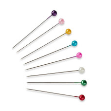 Špendlíky s perličkovou hlavičkou, 0,58 x 40 mm, viacfarebné rôzne, 40 ks